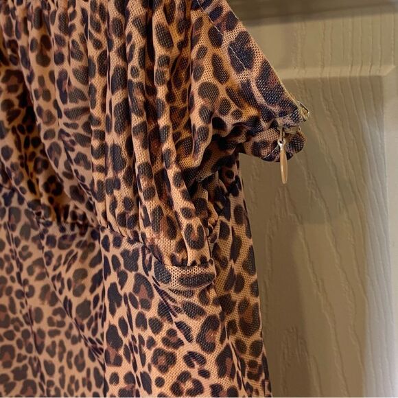 Tiger Mist Mona Leopard Mini bodycon ruffle hem dress size XL - Picture 6 of 12
